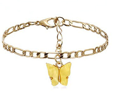 Simple Color Acrylic Butterfly Anklet - Yellow - electronic accessories