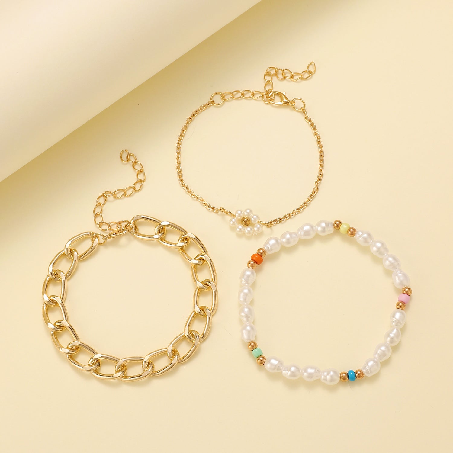 Simple Cuban Thick Chain Pearl Flower Female - 01KC Gold 6005 - electronic accessories