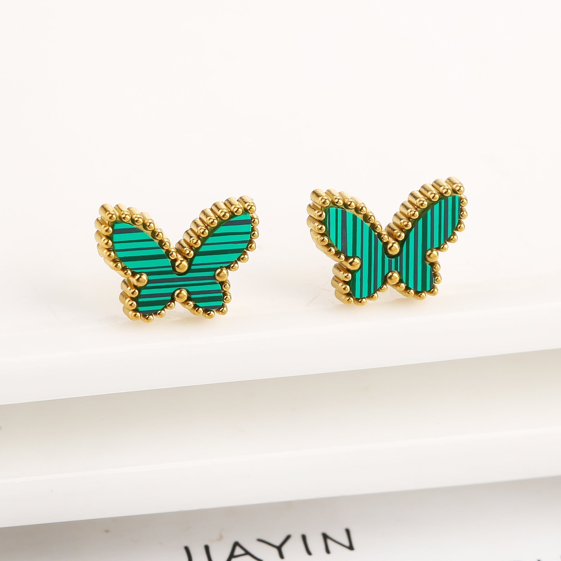 Simple Fashion Personality Temperament Butterfly Necklace - Green Ear Studs - electronic accessories