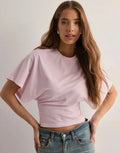 Simple Matching T-shirt Round Neck - Pink / XXL