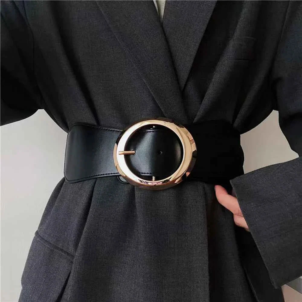 Simple Metal Pin Buckle Elastic Waist Belt
