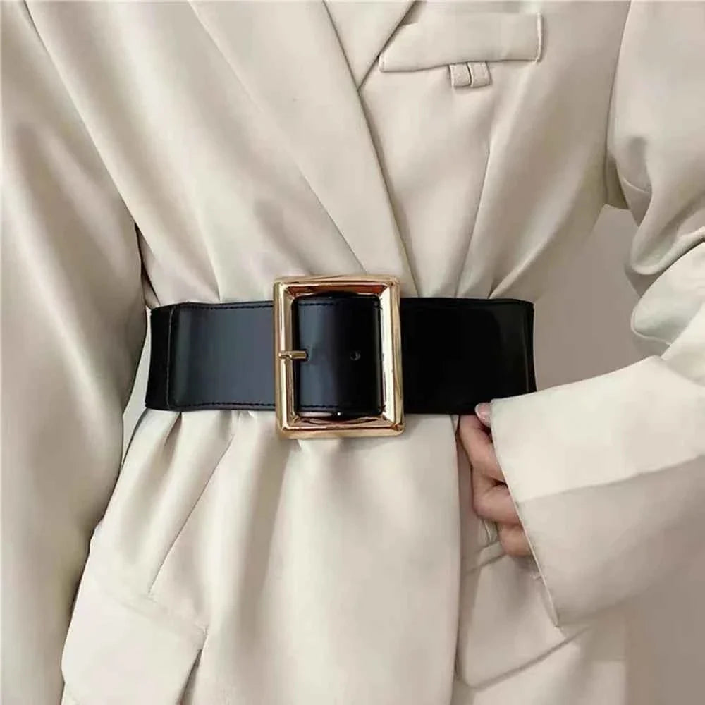Simple Metal Pin Buckle Elastic Waist Belt