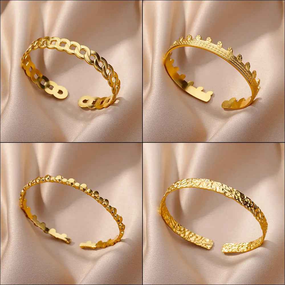 Simple Pleated Pattern Opening Bracelet Women - electronic accessories