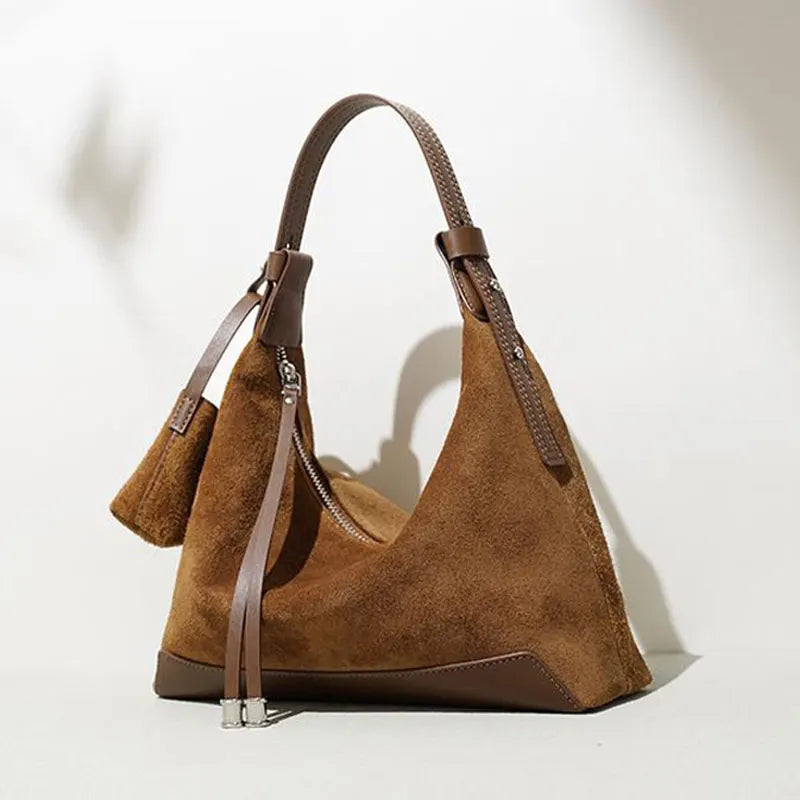 Simple Suede Leather Dumpling Bag