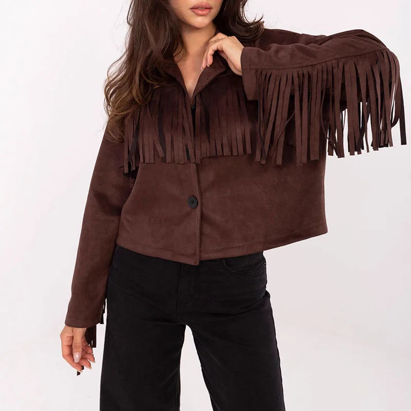 Single Breasted Tassel Women Jackets Vintage - 03 As Picture / XXL