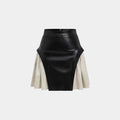 Skirt High Waist PU Stitching - Other