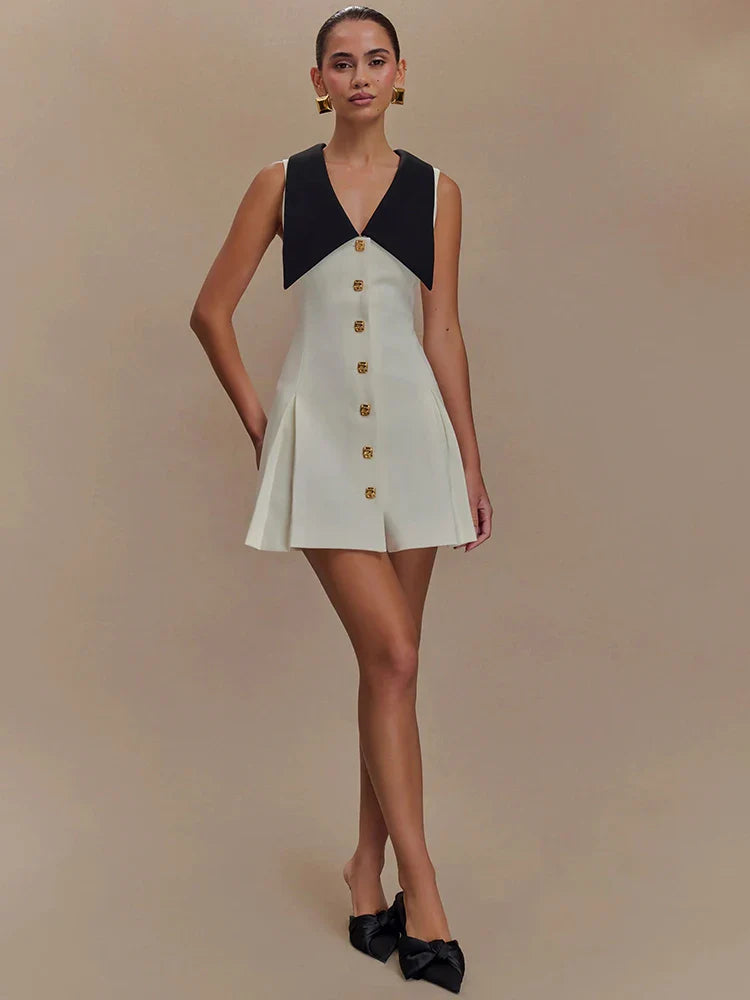 Sleeveless Contrast Mini Dress Women