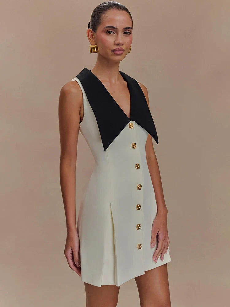 Sleeveless Contrast Mini Dress Women - black / M