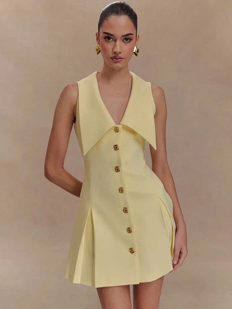 Sleeveless Contrast Mini Dress Women - Yellow / M