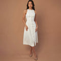 Sleeveless Round Neck Multi-button Strap Casual Dress - electronic accessories