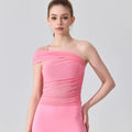 Sleeveless Slimming Top Single Shoulder Straps Women Yoga Mesh Tank