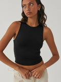 Sleeveless Tight Bottomed Shirt With Round Neck Racerback Top - Other