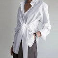 Slim Button White Shirt Women - WHITE / S