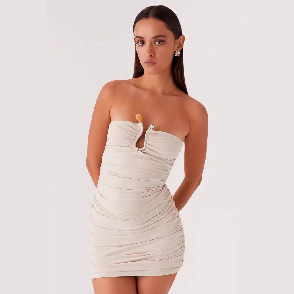 Slim-fit Pleated Solid Color Sheath Jumpsuit Skirt - electronic accessories