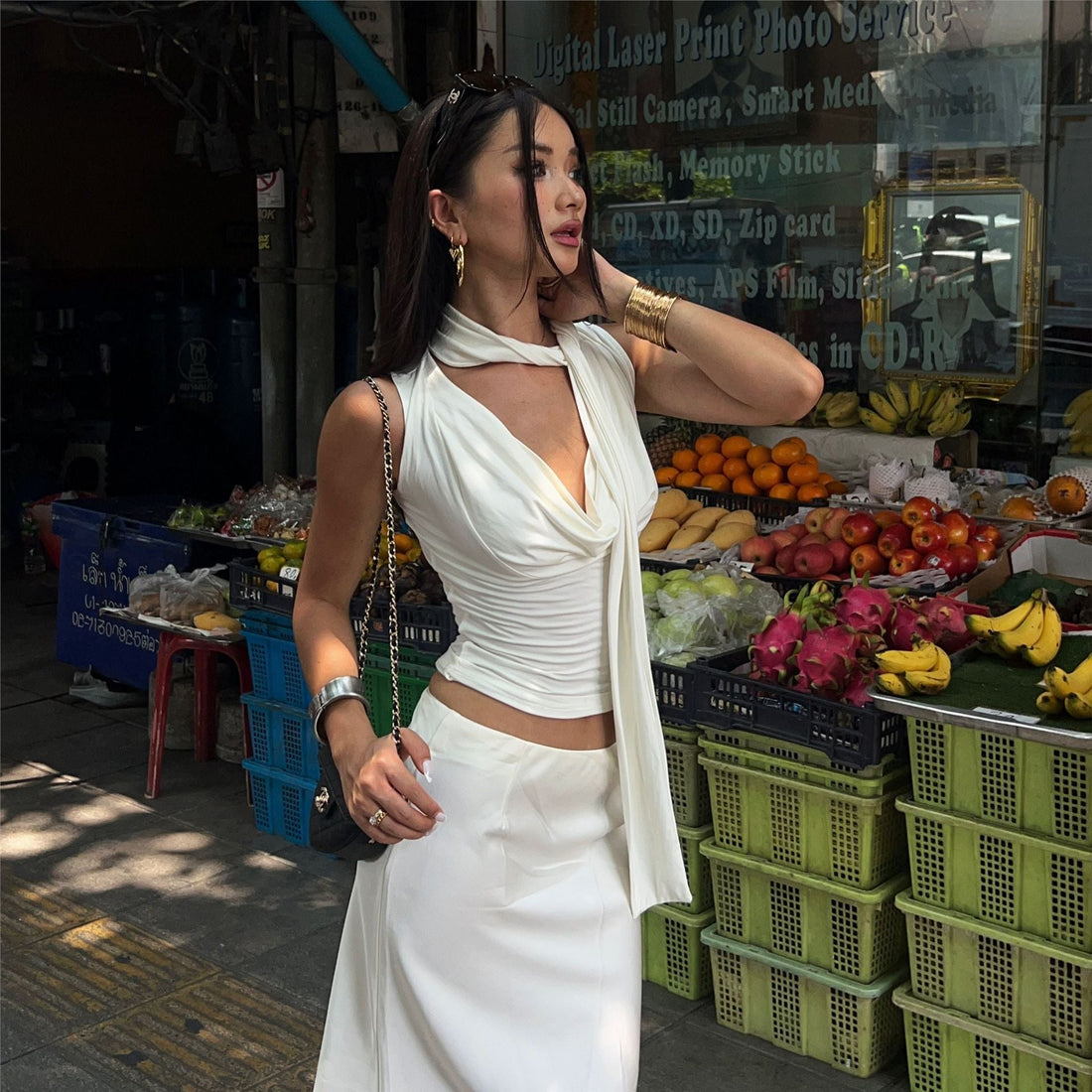 Slim Fit Slimming Swing Collar Design Blouse - Other