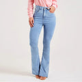 Slim Fit Stretch Fashion Light Color Bell-bottom Pants Women - Blue / L - Other