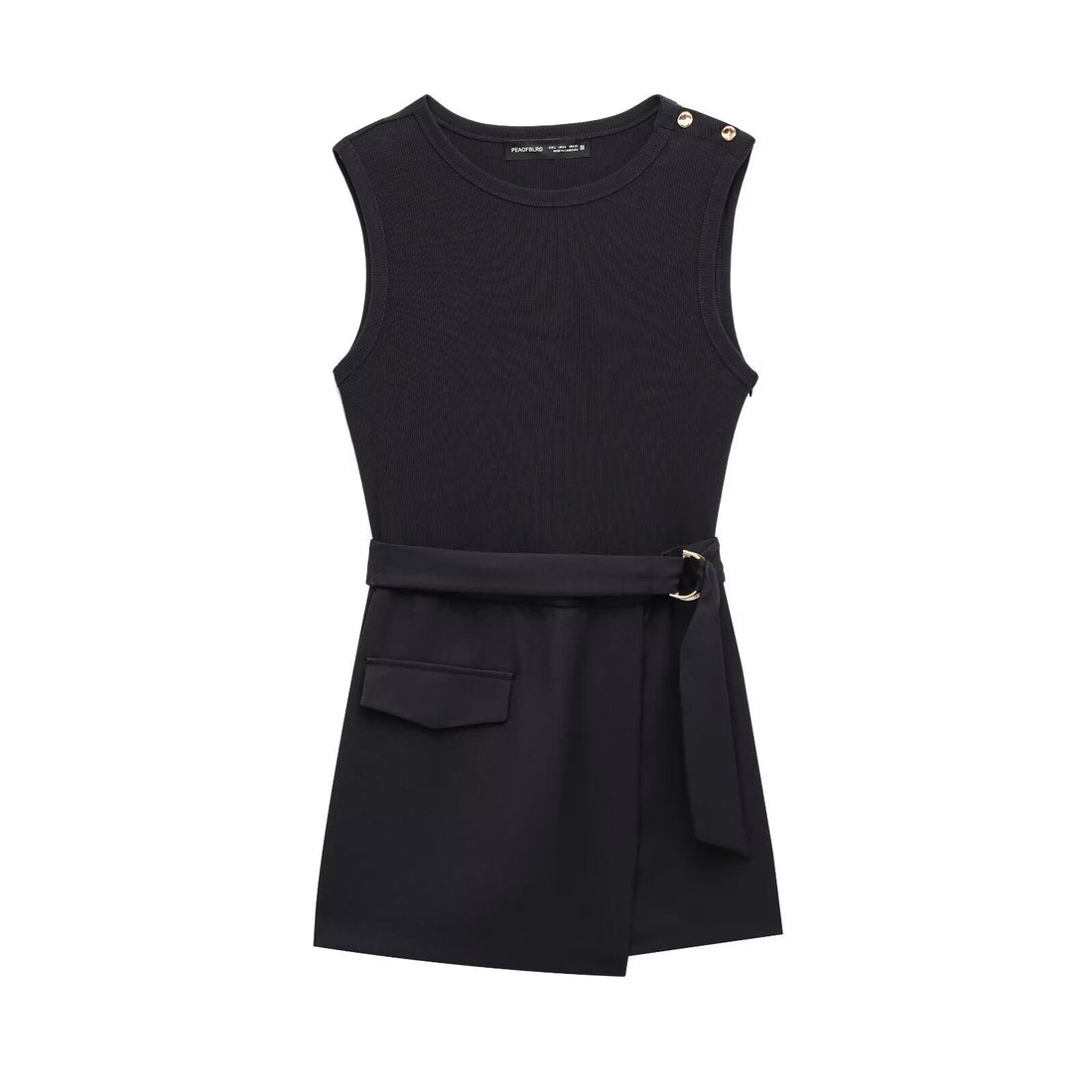 Slim Fit With Belt Stitching One-piece Culotte - Other