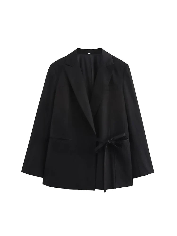 Slim Suit Jacket Asymmetrical Design Lace-up - Other