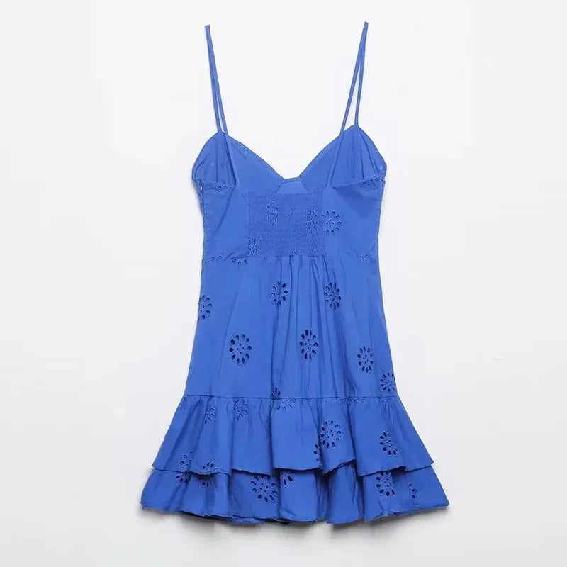 Sling Mini Dress Women - Blue / L