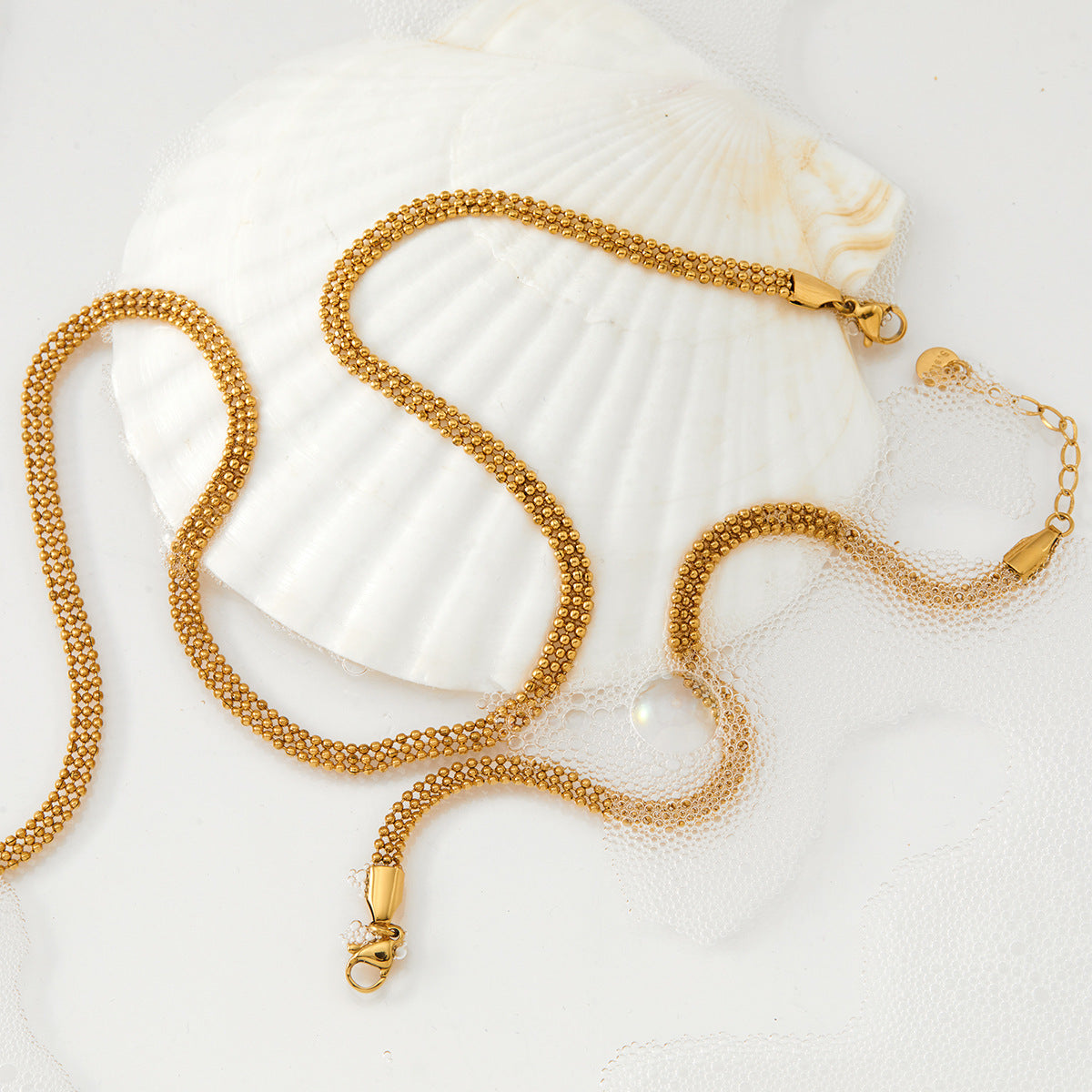 Small Round Bead Chain Necklace Bracelet Set - electronic accessories