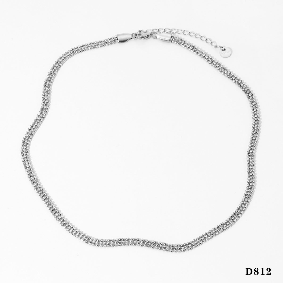 Small Round Bead Chain Necklace Bracelet Set - Silver D812 - electronic accessories