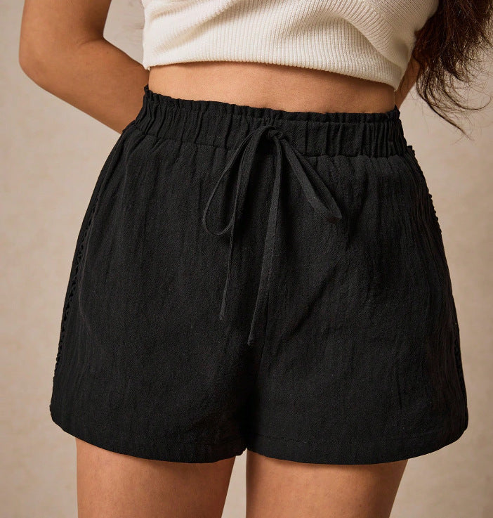 Solid Color Casual Shorts Summer Loose All-matching Pants - Black / 2XL - electronic accessories