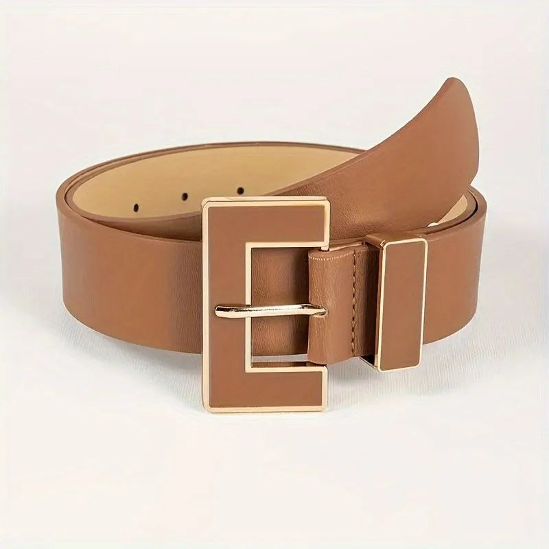 Solid Color Pu Belt - Champagne / 110cm / CHINA