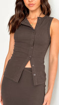 Solid Color Sleeveless Button Cardigan - Dark Gray / L - electronic accessories