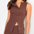 Solid Color Sleeveless Button Cardigan - electronic accessories