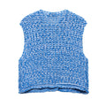 Solid Color Thick Needle Knit Casual Short Vest - Other