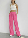 Solid Drawstring Wide Leg Pants