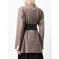 Solid Temperament Jacket Spliced Belt Blazer Women