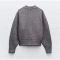 Solid Zipper Round Collar Sweater For Women High Street - Other