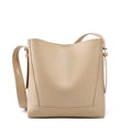 Split leather Cowhide Women Shoulder Bag - khaki