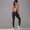 Sports Jumpsuit Backless Scrunch Sporty Bodysuits - Black / S