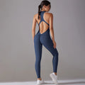 Sports Jumpsuit Backless Scrunch Sporty Bodysuits - Dark Blue / S