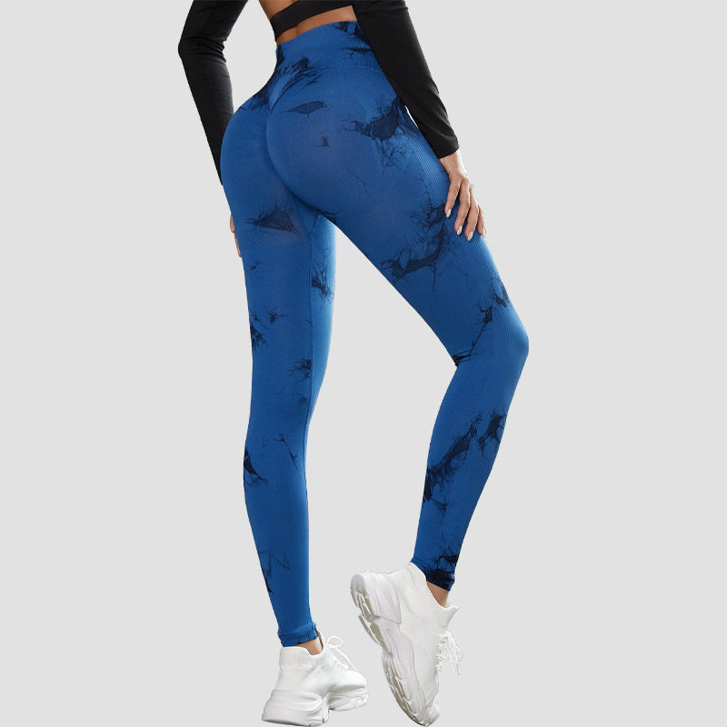 Sports Trousers Skinny Peach Hip Raise High Waist - Blue And Black / L - Other