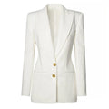 Spring and Autumn Two Button Slimming Long Sleeve Women’s Blazer - WHITE / XXL