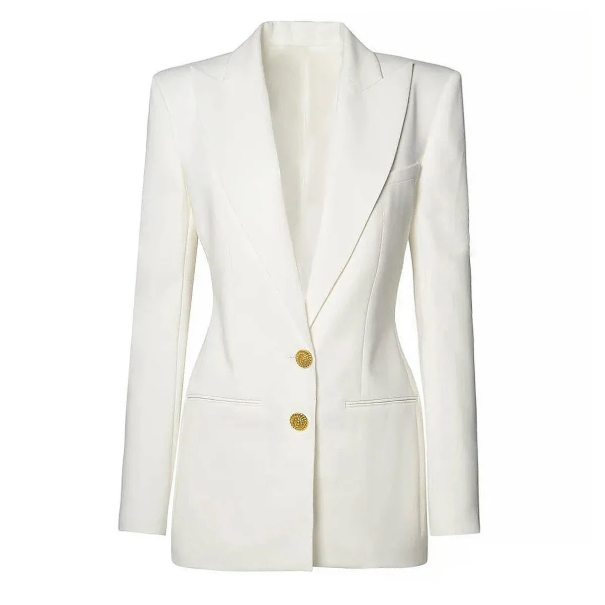 Spring and Autumn Two Button Slimming Long Sleeve Women’s Blazer - WHITE / XXL