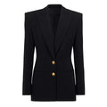 Spring and Autumn Two Button Slimming Long Sleeve Women’s Blazer - black / S