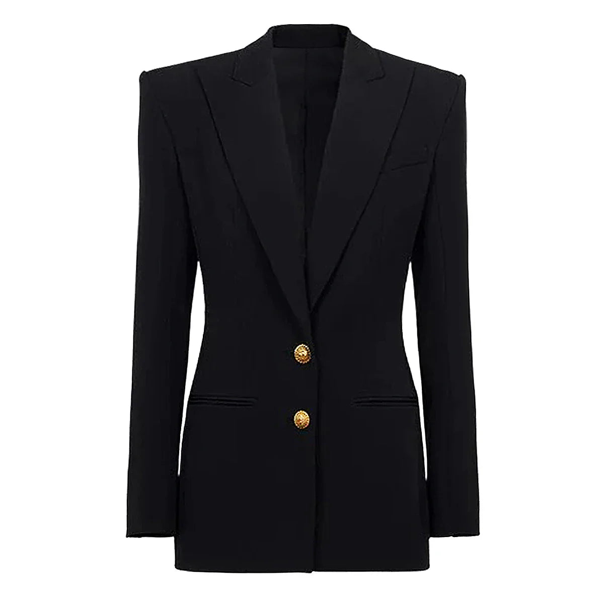 Spring and Autumn Two Button Slimming Long Sleeve Women’s Blazer - black / S