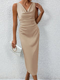 Spring And Summer Silk Dress - Apricot / L - electronic accessories