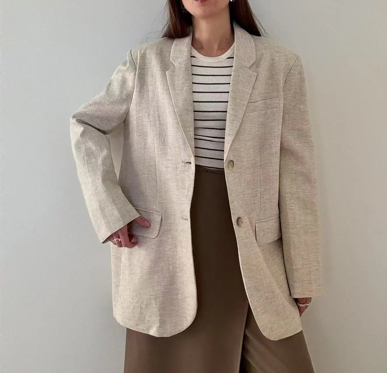 Spring / Summer Women Fashion Linen Basic Jacket