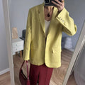 Spring / Summer Women Fashion Linen Basic Jacket - Yellow / M / CHINA