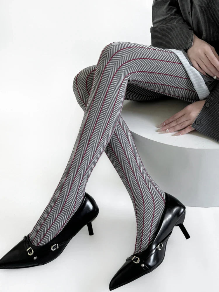 Spring Women’s Tights Striped Patchwork