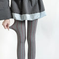 Spring Women’s Tights Striped Patchwork - Gray-wine red / One Size