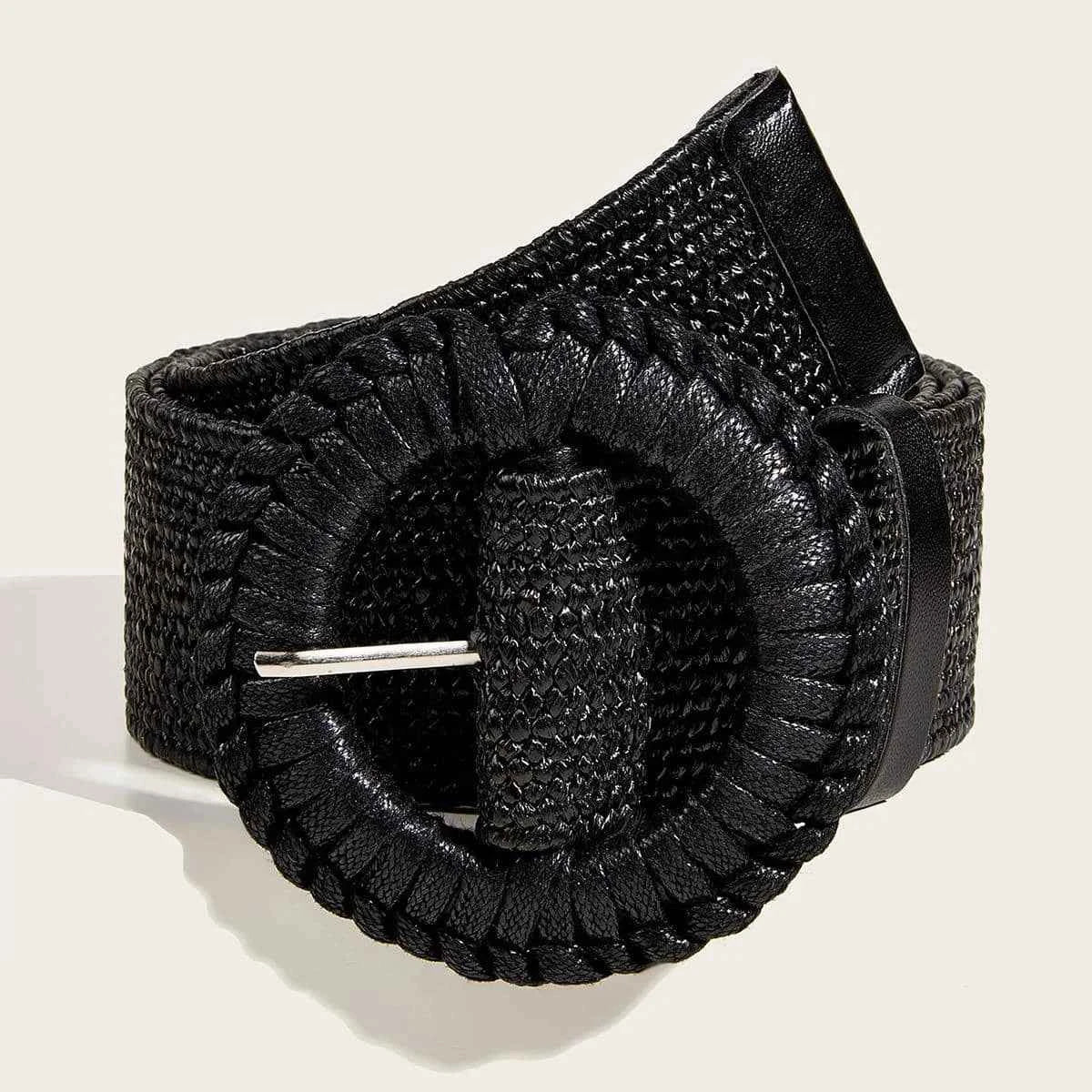 Square Buckle Rubber Band Waist Belt