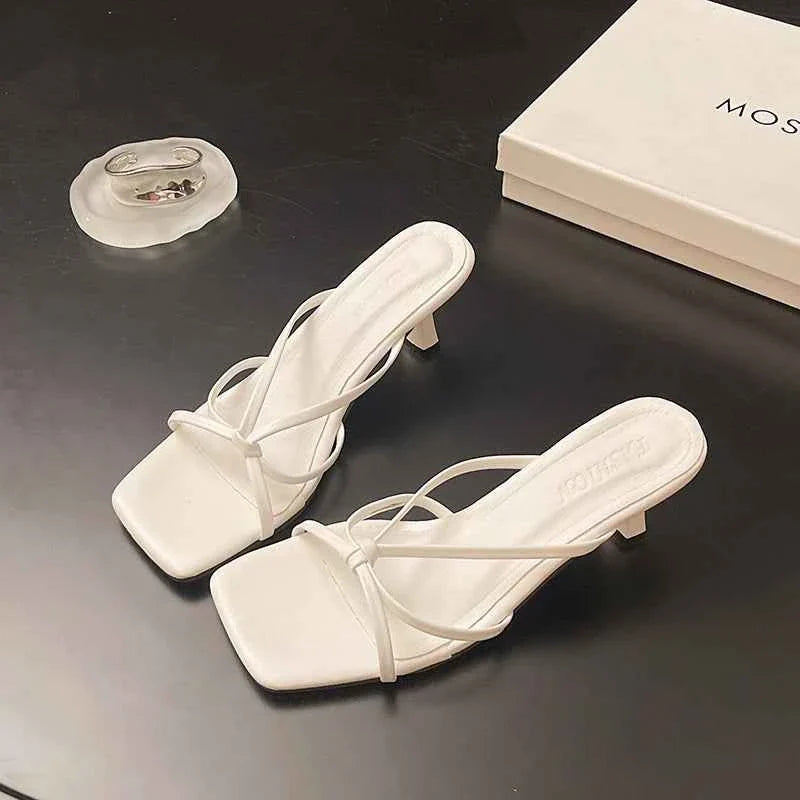 Square Head Open-toed Women's Slippers