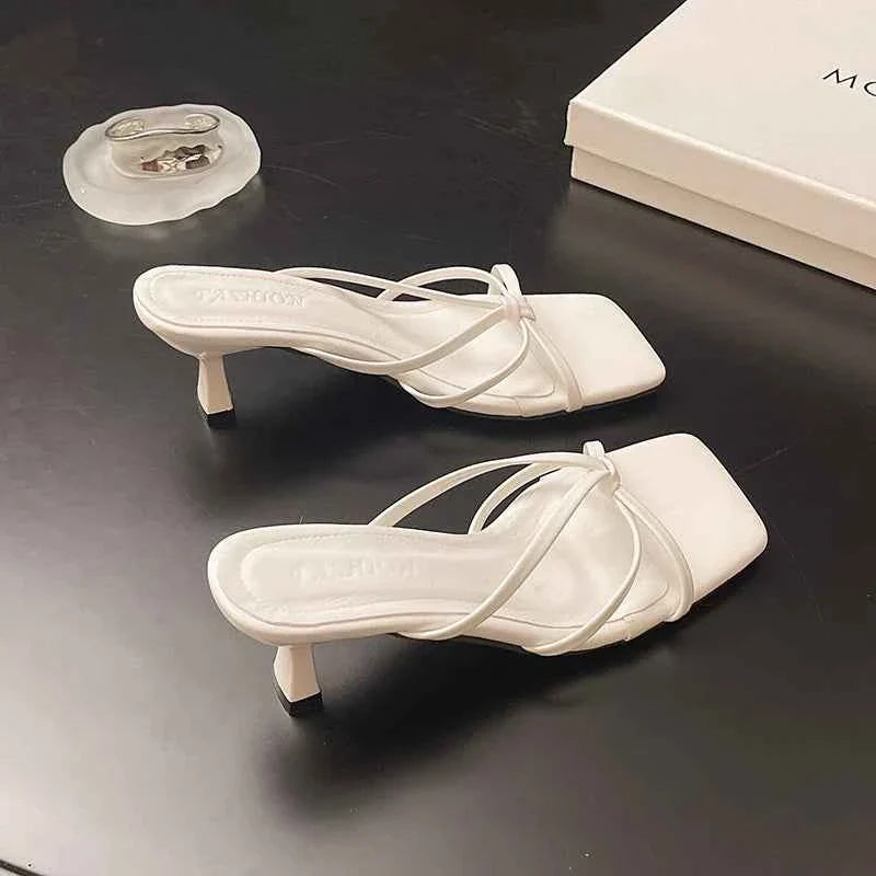 Square Head Open-toed Women's Slippers