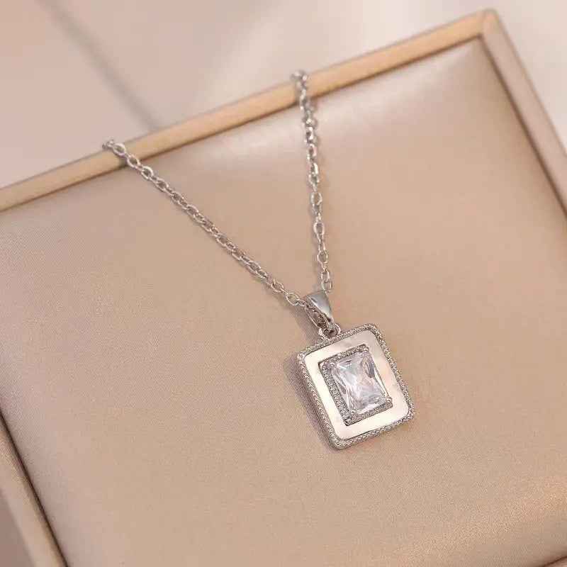 Square Sugar Color Zircon Niche New Style Design Pendant Elegant Necklace - Norellé